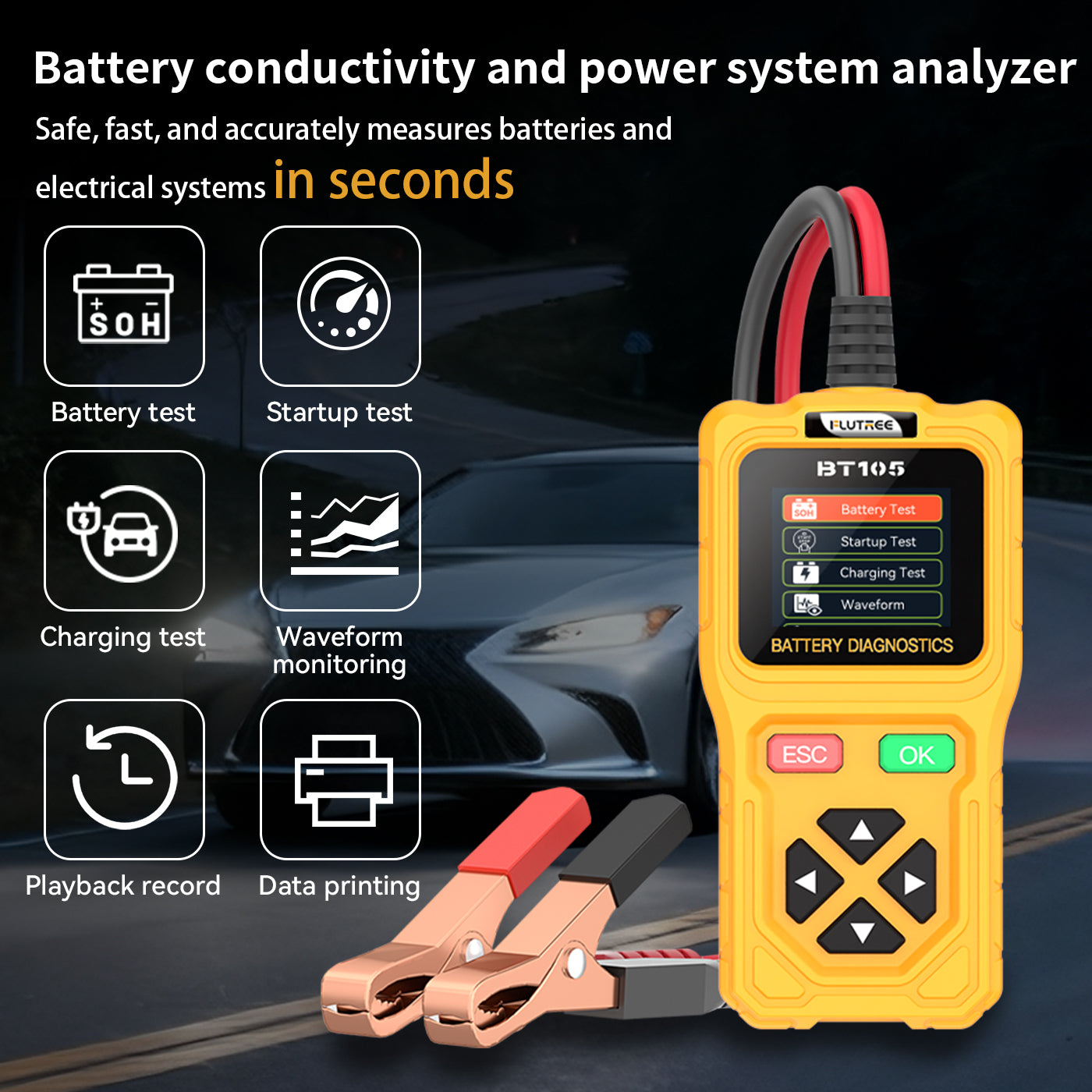 BT105 12V/24V Battery Diagnostic Tool