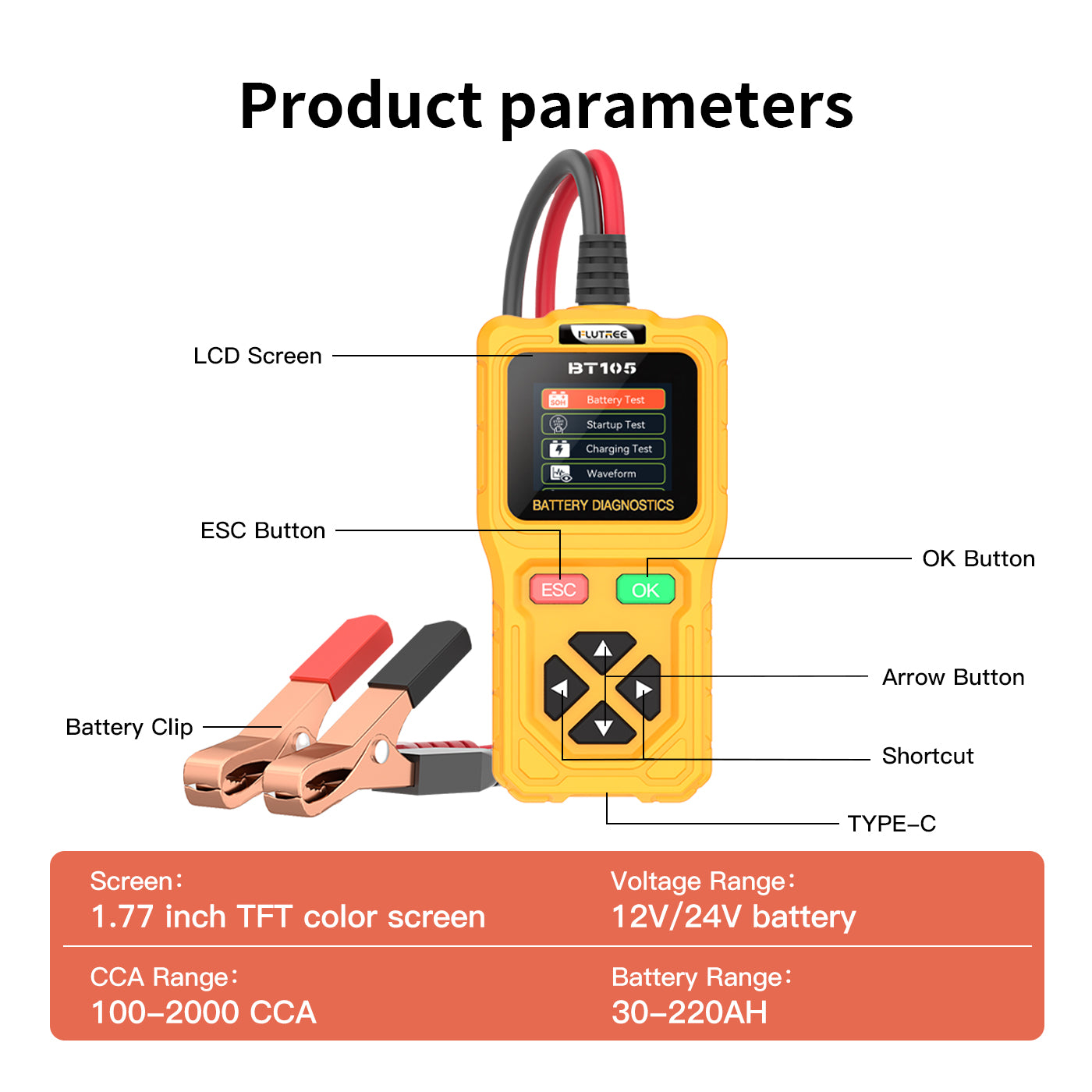 BT105 12V/24V Battery Diagnostic Tool