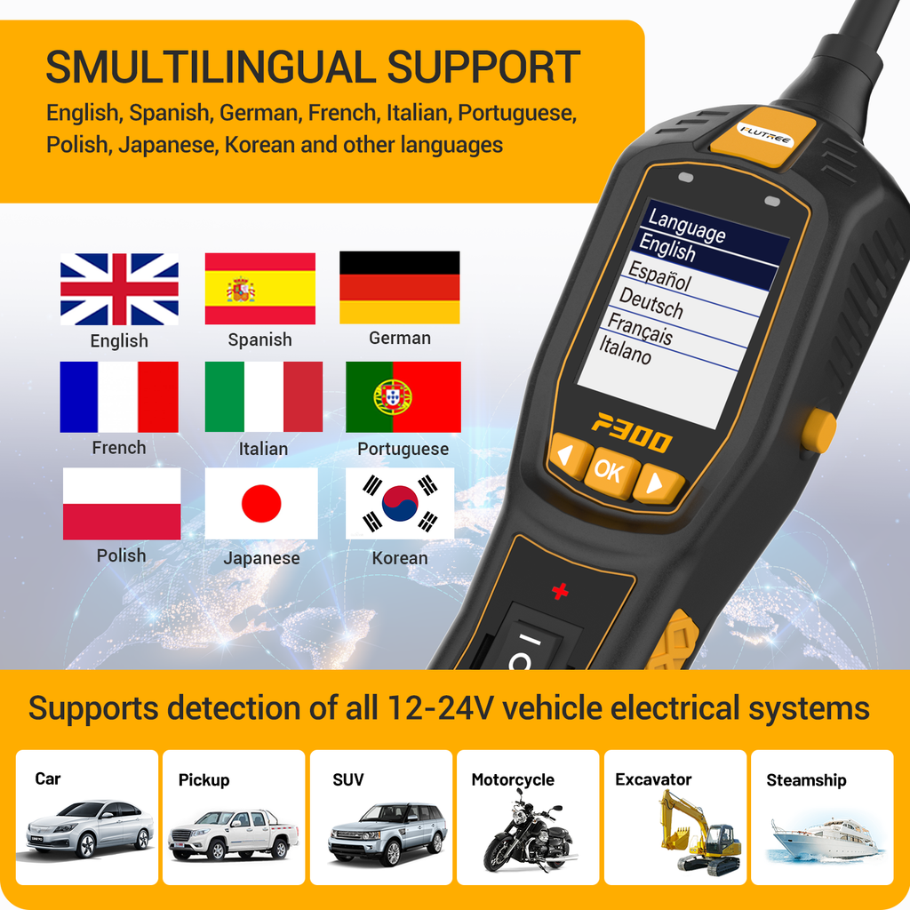 FLUTREE P300 Vehicle Electrical System Tester